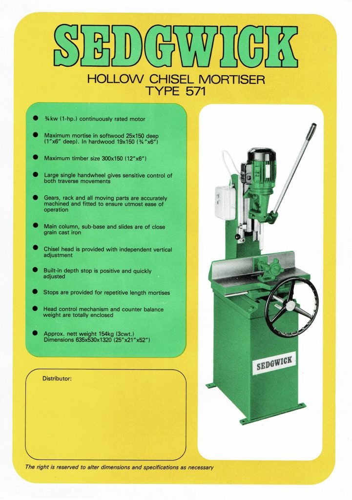 Sedgwick Hollow Chisel Mortiser type 571 vintage