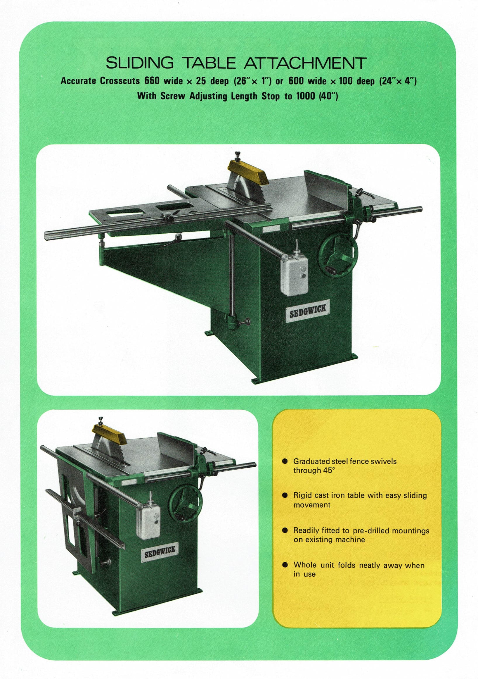 Sedgwick Vintage Woodworking Machines Brochure [Downloadable] - Machine ...